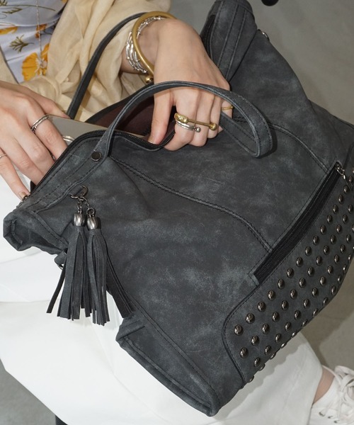 ヴィンテージライク スタッズトートバッグ cha25a003