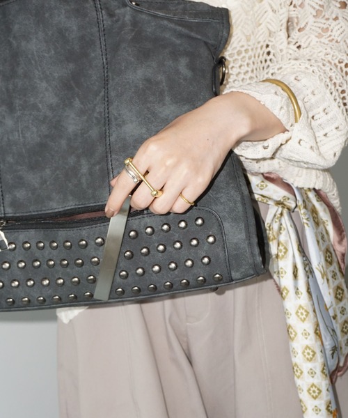 ヴィンテージライク スタッズトートバッグ cha25a003-ファッション通販