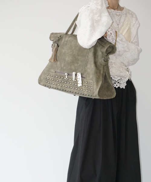vintage ヴィンテージ レース　バッグ ヴィンテージライク スタッズトートバッグ cha25a003