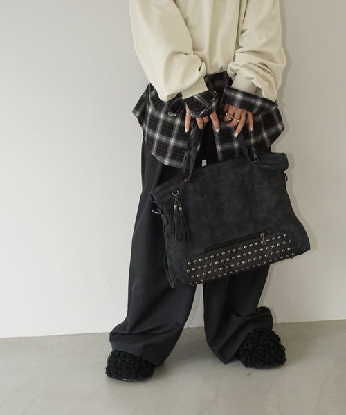 ヴィンテージライク スタッズトートバッグ cha25a003-ファッション通販