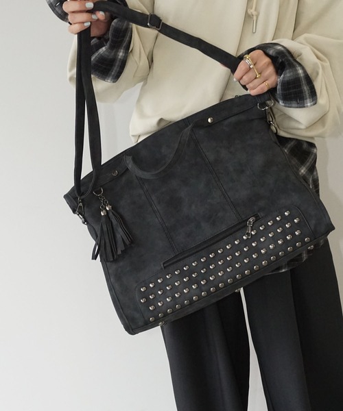 ヴィンテージライク スタッズトートバッグ cha25a003-ファッション通販