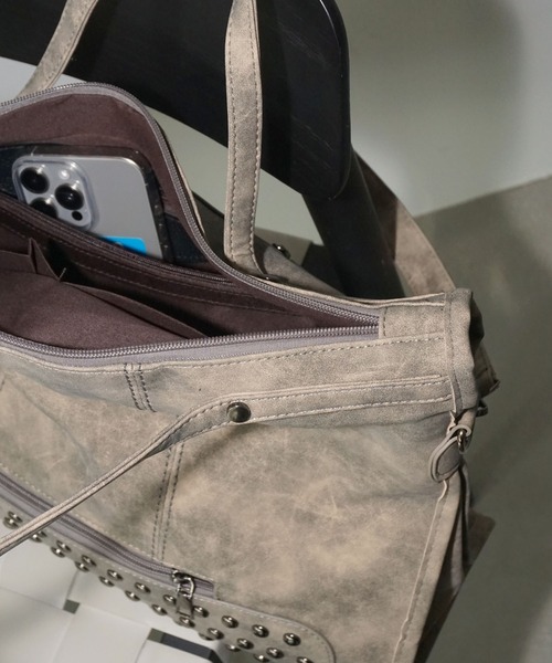 ヴィンテージライク スタッズトートバッグ cha25a003-ファッション通販