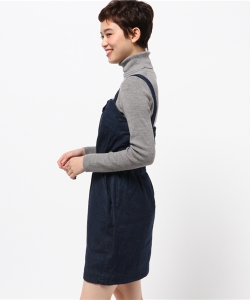 one after another NICE CLAUP（ワンアフターアナザーナイスクラップ）の「【ナイスクラップ】ジャンバースカート（ワンピース・レディース・ベージュ/キャメル/インディゴブルー・FREE）」の5枚目の写真