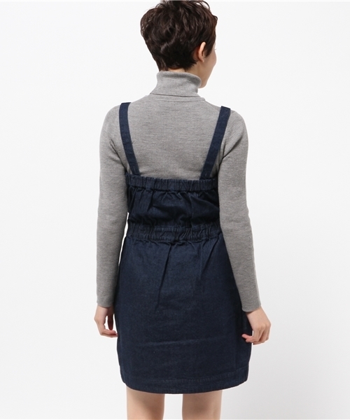 one after another NICE CLAUP（ワンアフターアナザーナイスクラップ）の「【ナイスクラップ】ジャンバースカート（ワンピース・レディース・ベージュ/キャメル/インディゴブルー・FREE）」の6枚目の写真