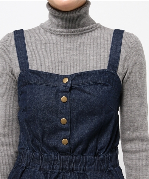 one after another NICE CLAUP（ワンアフターアナザーナイスクラップ）の「【ナイスクラップ】ジャンバースカート（ワンピース・レディース・ベージュ/キャメル/インディゴブルー・FREE）」の8枚目の写真