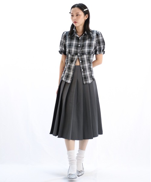 ENLIKE（エンリケ）の「パフショートスリーブタイトチェックシャツ（シャツ/ブラウス・レディース・ブラック系その他/ブラウン系その他・FREE）」の22枚目の写真