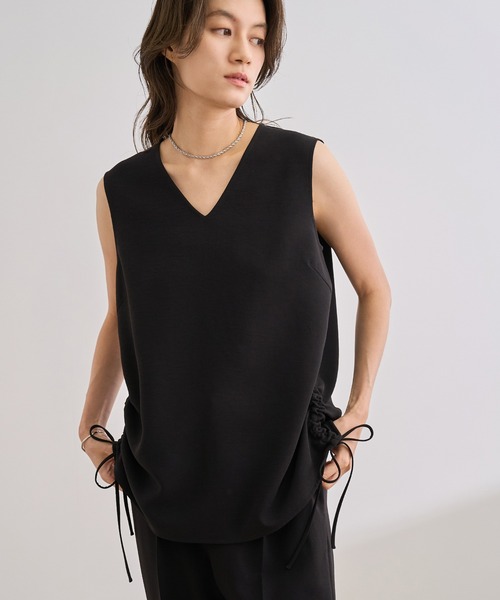 ブラウス シャツ 「WEB・一部店舗限定」バックサテンドロストVネックブラウス/洗える レディース WEB・一部店舗限定】バックサテンドロストVネックブラウス