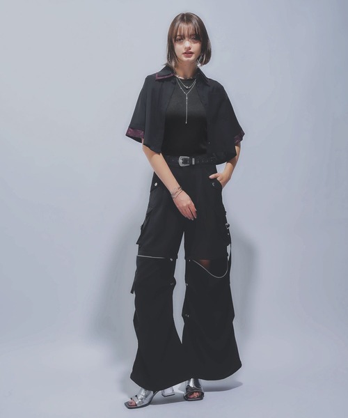 HARE(ハレ)の「デザインカットリブT(HARE)(Tシャツ/カットソー・レディース・ブラック/ピンク・FREE)」の3枚目の写真