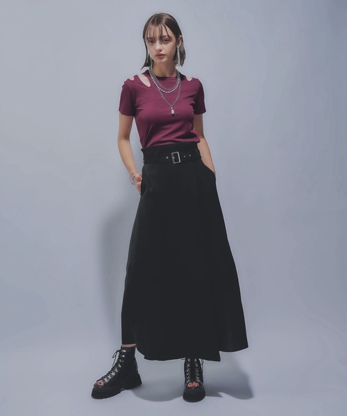 HARE(ハレ)の「デザインカットリブT(HARE)(Tシャツ/カットソー・レディース・ブラック/ピンク・FREE)」の4枚目の写真