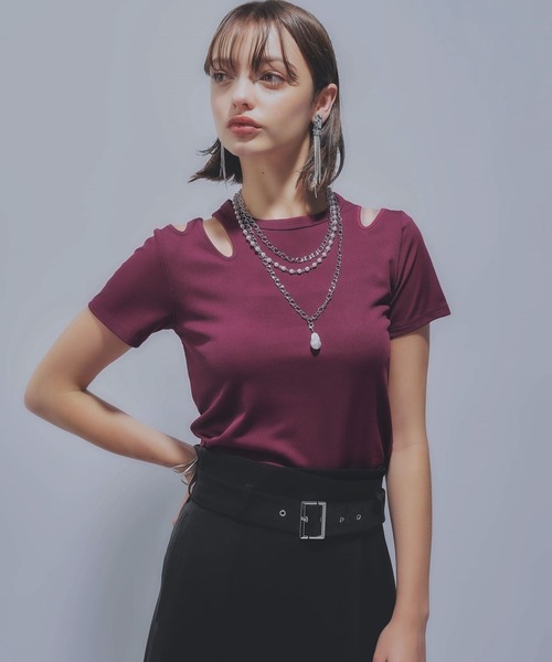 HARE(ハレ)の「デザインカットリブT(HARE)(Tシャツ/カットソー・レディース・ブラック/ピンク・FREE)」の11枚目の写真