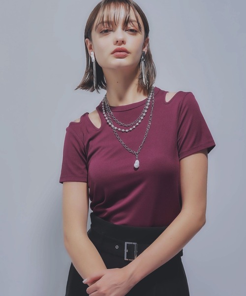 HARE(ハレ)の「デザインカットリブT(HARE)(Tシャツ/カットソー・レディース・ブラック/ピンク・FREE)」の12枚目の写真