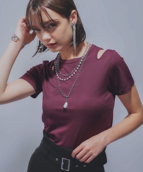 HARE(ハレ)の「デザインカットリブT(HARE)(Tシャツ/カットソー・レディース・ブラック/ピンク・FREE)」の14枚目の写真