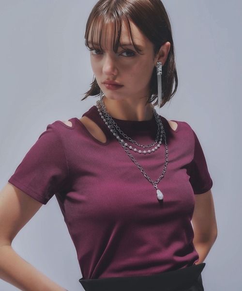 HARE(ハレ)の「デザインカットリブT(HARE)(Tシャツ/カットソー・レディース・ブラック/ピンク・FREE)」の18枚目の写真