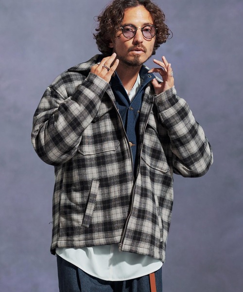 mj10896-ウールチェック中綿CPOジャケット（その他アウター）｜Jih