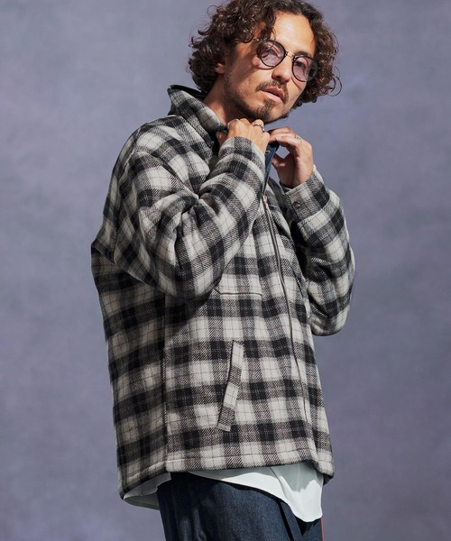 mj10896-ウールチェック中綿CPOジャケット（その他アウター）｜Jih