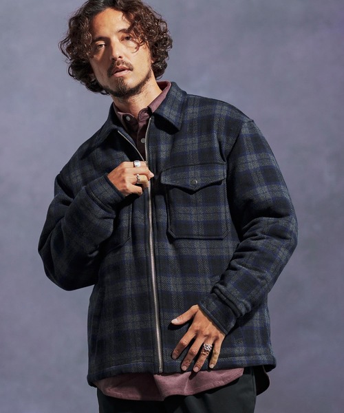 mj10896-ウールチェック中綿CPOジャケット（その他アウター）｜Jih