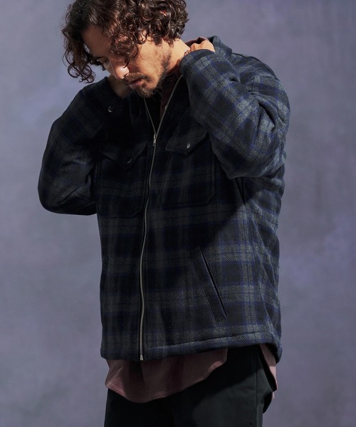 mj10896-ウールチェック中綿CPOジャケット（その他アウター）｜Jih