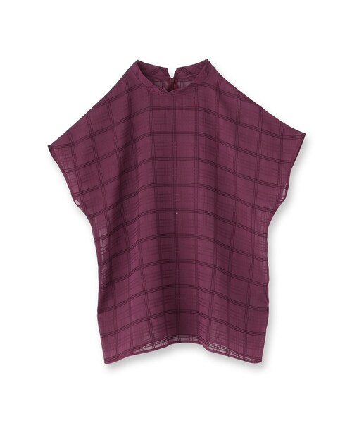 UNTITLED（アンタイトル）の「【シアー】チェックスタンドネックブラウス（シャツ/ブラウス・レディース・ブラック/ボルドー/アイボリー・44/48/50/00/02/04）」の17枚目の写真