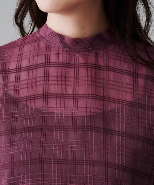 UNTITLED（アンタイトル）の「【シアー】チェックスタンドネックブラウス（シャツ/ブラウス・レディース・ブラック/ボルドー/アイボリー・44/48/50/00/02/04）」の13枚目の写真