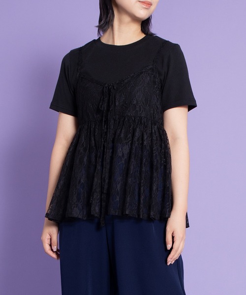 PUNYUS(プニュズ)の「2WAYレースキャミチュニック(キャミソール・レディース・ブラック/ホワイト・1/2/3/4)」の2枚目の写真