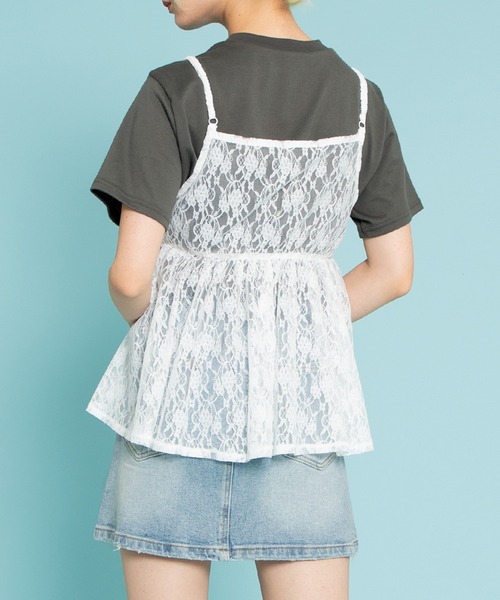 PUNYUS(プニュズ)の「2WAYレースキャミチュニック(キャミソール・レディース・ブラック/ホワイト・1/2/3/4)」の3枚目の写真