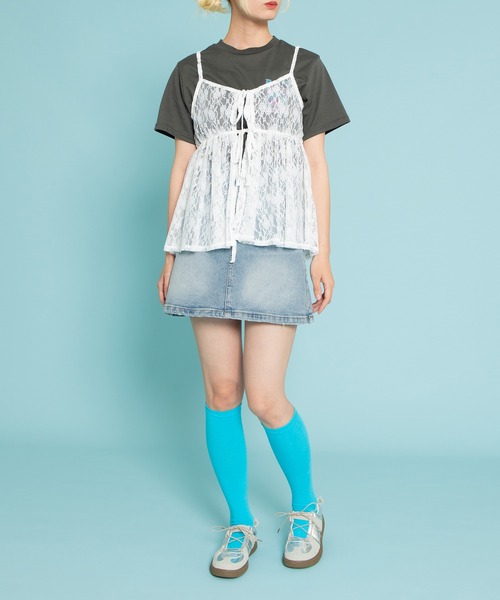 PUNYUS(プニュズ)の「2WAYレースキャミチュニック(キャミソール・レディース・ブラック/ホワイト・1/2/3/4)」の5枚目の写真