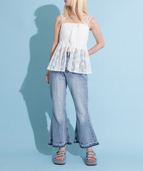 PUNYUS(プニュズ)の「2WAYレースキャミチュニック(キャミソール・レディース・ブラック/ホワイト・1/2/3/4)」の18枚目の写真