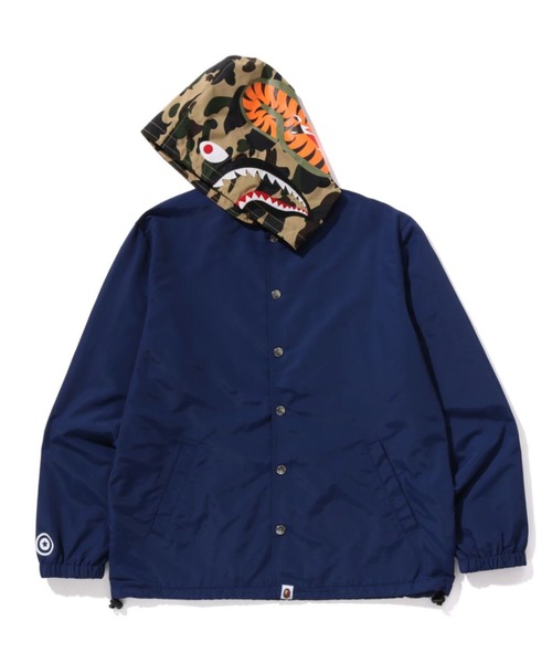 希少サイズ✨アベイシングエイプ XL シャーク刺繍 フード コーチジャケット SHARK COACH JACKET（ミリタリージャケット）｜A BATHING APE（ア