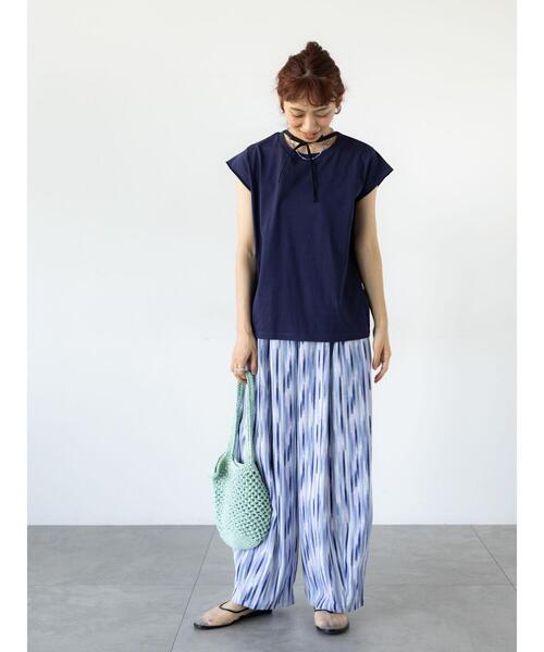 Lugnoncure（ルノンキュール）の「【接触冷感】フレンチスリーブTシャツ（Tシャツ/カットソー・レディース・オフホワイト/ネイビー/チャコールグレー/ブラック・F）」の12枚目の写真