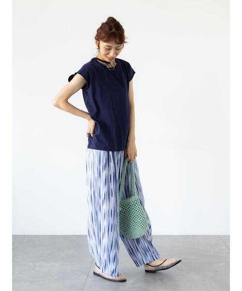 Lugnoncure（ルノンキュール）の「【接触冷感】フレンチスリーブTシャツ（Tシャツ/カットソー・レディース・オフホワイト/ネイビー/チャコールグレー/ブラック・F）」の13枚目の写真