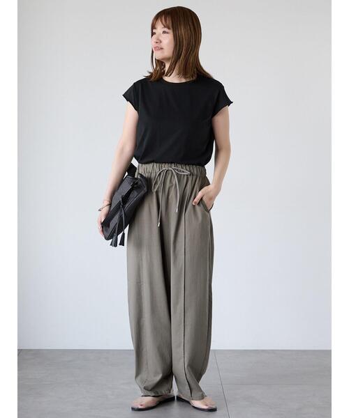 Lugnoncure（ルノンキュール）の「【接触冷感】フレンチスリーブTシャツ（Tシャツ/カットソー・レディース・オフホワイト/ネイビー/チャコールグレー/ブラック・F）」の15枚目の写真