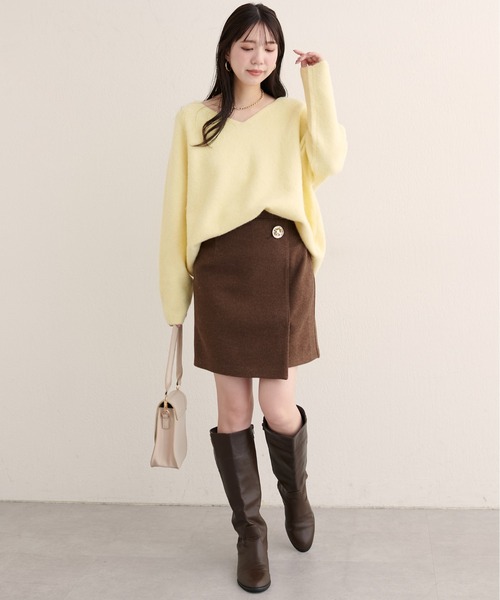 natural couture（ナチュラルクチュール）の「【WEB限定】ウール混前後2WAYニットプルオーバー（ニット/セーター・レディース・サックスブルー/オフホワイト/イエロー/チャコールグレー/ラベンダー・FREE）」の18枚目の写真