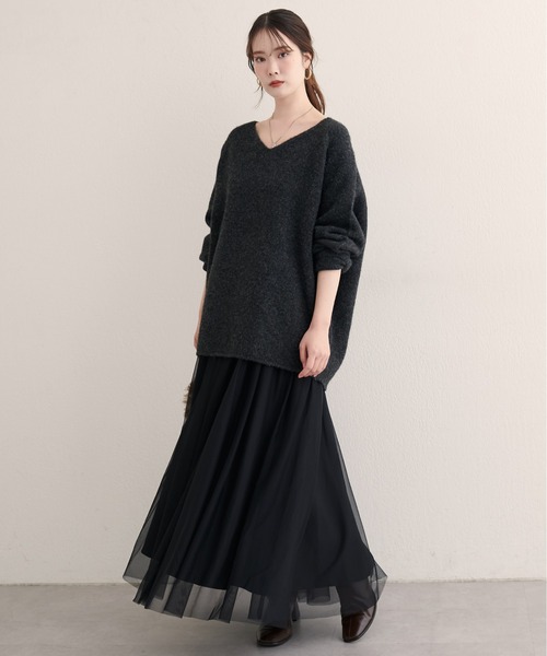 natural couture（ナチュラルクチュール）の「【WEB限定】ウール混前後2WAYニットプルオーバー（ニット/セーター・レディース・サックスブルー/オフホワイト/イエロー/チャコールグレー/ラベンダー・FREE）」の8枚目の写真