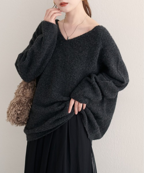 natural couture（ナチュラルクチュール）の「【WEB限定】ウール混前後2WAYニットプルオーバー（ニット/セーター・レディース・サックスブルー/オフホワイト/イエロー/チャコールグレー/ラベンダー・FREE）」の17枚目の写真