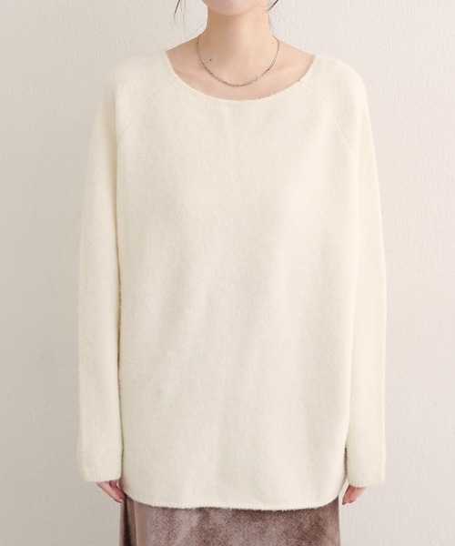 natural couture（ナチュラルクチュール）の「【WEB限定】ウール混前後2WAYニットプルオーバー（ニット/セーター・レディース・サックスブルー/オフホワイト/イエロー/チャコールグレー/ラベンダー・FREE）」の9枚目の写真