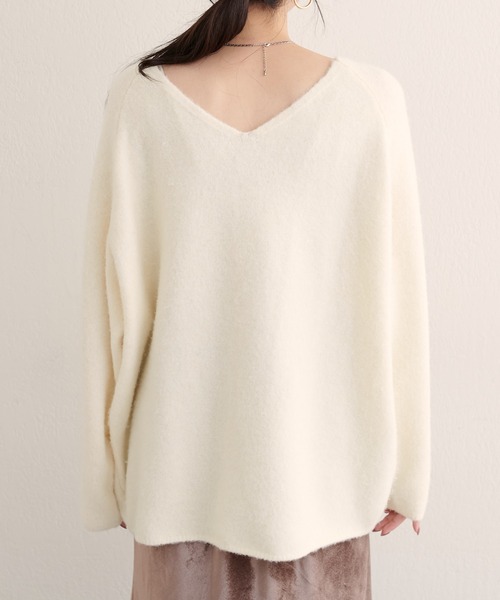 natural couture（ナチュラルクチュール）の「【WEB限定】ウール混前後2WAYニットプルオーバー（ニット/セーター・レディース・サックスブルー/オフホワイト/イエロー/チャコールグレー/ラベンダー・FREE）」の13枚目の写真