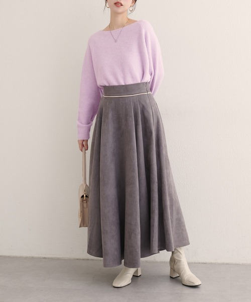 natural couture（ナチュラルクチュール）の「【WEB限定】ウール混前後2WAYニットプルオーバー（ニット/セーター・レディース・サックスブルー/オフホワイト/イエロー/チャコールグレー/ラベンダー・FREE）」の7枚目の写真