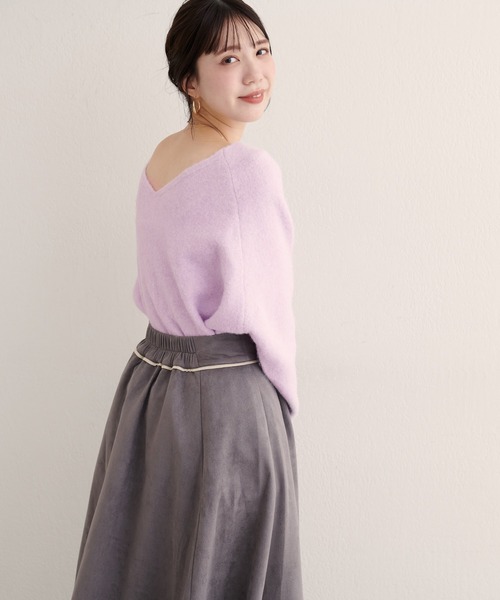 natural couture（ナチュラルクチュール）の「【WEB限定】ウール混前後2WAYニットプルオーバー（ニット/セーター・レディース・サックスブルー/オフホワイト/イエロー/チャコールグレー/ラベンダー・FREE）」の15枚目の写真