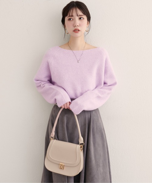 natural couture（ナチュラルクチュール）の「【WEB限定】ウール混前後2WAYニットプルオーバー（ニット/セーター・レディース・サックスブルー/オフホワイト/イエロー/チャコールグレー/ラベンダー・FREE）」の20枚目の写真