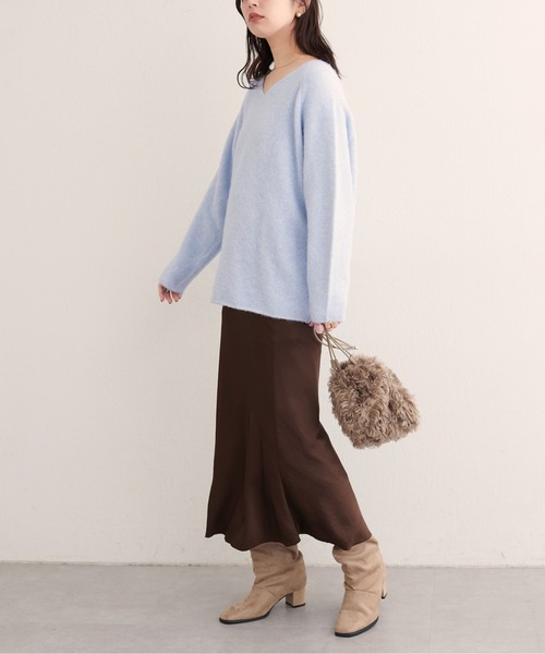 natural couture（ナチュラルクチュール）の「【WEB限定】ウール混前後2WAYニットプルオーバー（ニット/セーター・レディース・サックスブルー/オフホワイト/イエロー/チャコールグレー/ラベンダー・FREE）」の16枚目の写真