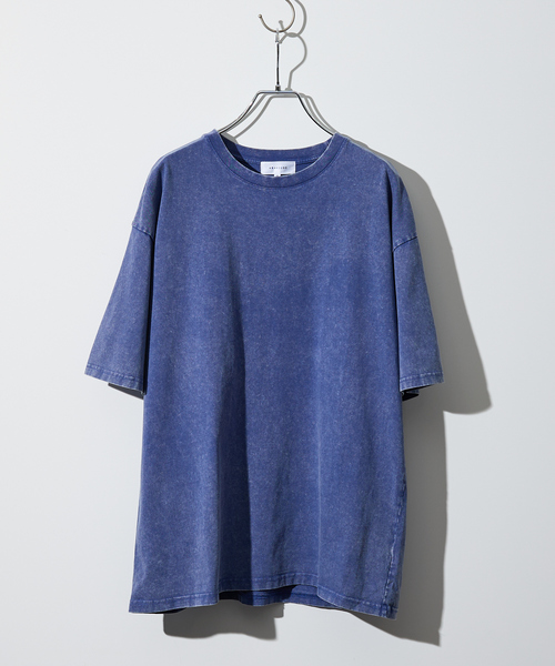 ABAHOUSE(アバハウス)の「【ピグメント加工】クルーネック半袖Tシャツ(Tシャツ/カットソー・メンズ・ブルー/カーキ/ベージュ/ブラック・46/48)」の1枚目の写真