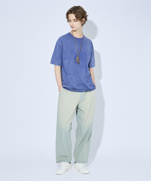 ABAHOUSE(アバハウス)の「【ピグメント加工】クルーネック半袖Tシャツ(Tシャツ/カットソー・メンズ・ブルー/カーキ/ベージュ/ブラック・46/48)」の5枚目の写真