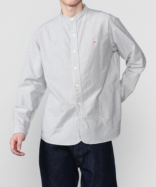 DANTON コットンツイル バンドカラーシャツ チャコール　bshop DANTON コットンツイル バンドカラーシャツ チャコール bshop