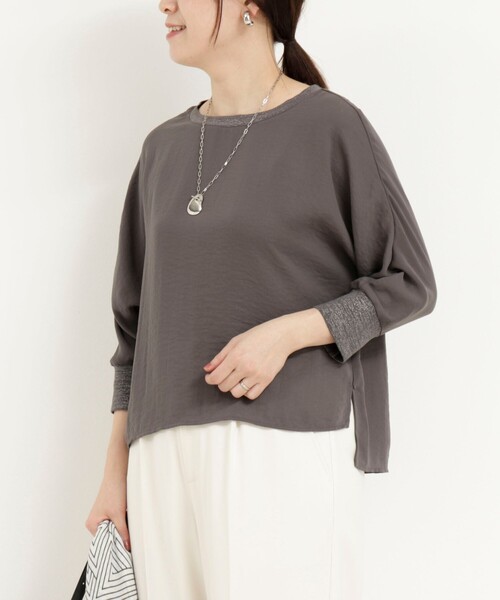 MICO COULIER（ミコクリエ）の「ポリワッシャーカルゼブラウス（シャツ/ブラウス・レディース・グレイッシュベージュ/チャコールグレー/オフホワイト・38）」の3枚目の写真