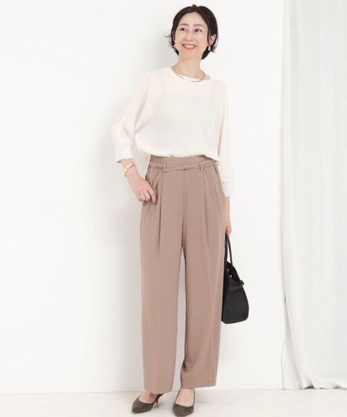 MICO COULIER（ミコクリエ）の「ポリワッシャーカルゼブラウス（シャツ/ブラウス・レディース・グレイッシュベージュ/チャコールグレー/オフホワイト・38）」の4枚目の写真