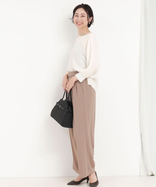 MICO COULIER（ミコクリエ）の「ポリワッシャーカルゼブラウス（シャツ/ブラウス・レディース・グレイッシュベージュ/チャコールグレー/オフホワイト・38）」の6枚目の写真