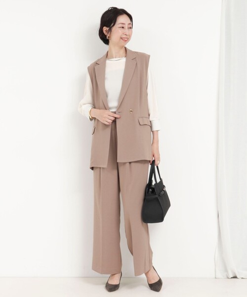 MICO COULIER（ミコクリエ）の「ポリワッシャーカルゼブラウス（シャツ/ブラウス・レディース・グレイッシュベージュ/チャコールグレー/オフホワイト・38）」の9枚目の写真