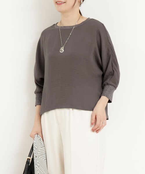 MICO COULIER（ミコクリエ）の「ポリワッシャーカルゼブラウス（シャツ/ブラウス・レディース・グレイッシュベージュ/チャコールグレー/オフホワイト・38）」の12枚目の写真