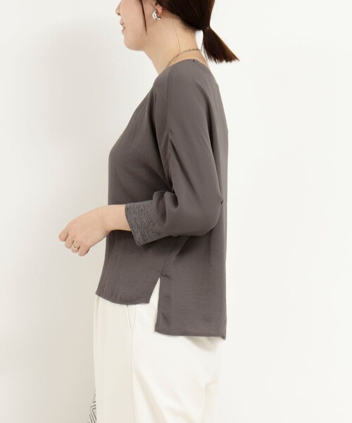 MICO COULIER（ミコクリエ）の「ポリワッシャーカルゼブラウス（シャツ/ブラウス・レディース・グレイッシュベージュ/チャコールグレー/オフホワイト・38）」の15枚目の写真