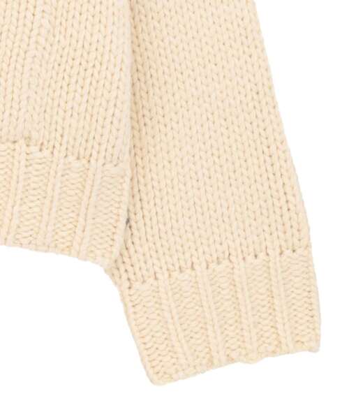 kotohayokozawa（コトハヨコザワ）の「【kotohayokozawa】LACE-UP LOWGAGE COWICHAN SWEATER（カーディガン/ボレロ・レディース・チャコールグレー/サックスブルー/ホワイト・FREE）」の7枚目の写真